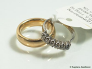 Pawnitems, 1 engraved ring stl:15,5, 1 ring vg m white stones stl:15,5 18K. weight 11,6g, in auction: Pawn – Thursday 13 April 2006