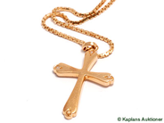 Pawnitems, Necklace, 18K Box-chain 40cm with Cross 18K, in auction: Pawn – Tuesday 30 May 2006