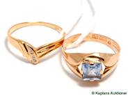 Pawnitems, Rings, 2st 18K en with blue stone Ø17 171/4 3,9g, in auction: Pawn – Tuesday 30 May 2006