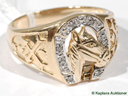 Pawnitems, Signet-ring, 14K SIZE 19 1/2 with small 8/8 cut diamonds, in auction: Pawn – Tuesday 25 July 2006