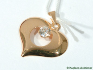 Pawnitems, Pendant, Heart with stone. 18K 0,7g., in auction: Pawn – Tuesday 1 August 2006