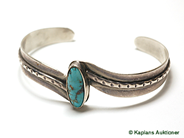 Pawnitems, 1 Stelt bracelet with turquoise stone, silver. weight 16,5g, in auction: Pawn – Thursday 23 November 2006