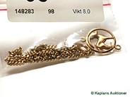 Pawnitems, 1 chain "curb" 14K 5,4g, 2 charms (saknar öglor) 18K 2,6g. weight 8g, in auction: Pawn – Thursday 23 November 2006