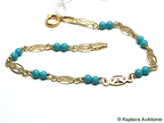Pawnitems, 1 bracelet with turkosa stones, approx 18cm, in auction: Pawn – Thursday 14 December 2006