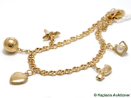 Pawnitems, Bracelet, with charms 18K  19 cm trasigt, in auction: Pawn – Tuesday 30 January 2007