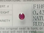 Gemstones, RUBIES, 0,43 ct, in auction: Classic – Saturday 27 October 2007