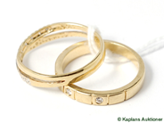 Pawnitems, 2 Rings, with diamonds 10x approx 0,005ct SIZE 17½ 3x approx 0,01ct SIZE 16¼ 18K 5,4 g, in auction: Pawn – Tuesday 8 January 2008