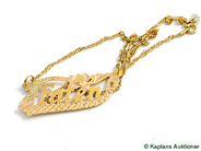 Pawnitems, Lot of Gold, Pendant with name, in auction: Pawn – Tuesday 17 June 2008