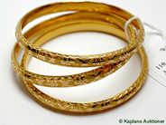 Pawnitems, Bangles, 3 bangles 21K Ø6cm 22g, in auction: Pawn – Tuesday 17 June 2008