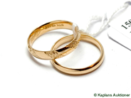 Pawnitems, Rings, 2 rings 18K with engraving Ø171/4 6,1g, in auction: Pawn – Tuesday 17 June 2008