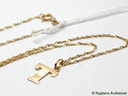 Pawnitems, Necklace, with pendant (Letter T) 18K 42cm 1,6g, in auction: Pawn – Tuesday 17 June 2008