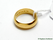 Pawnitems, Ring, 23K plain engraved, in auction: Pawn – Tuesday 17 June 2008