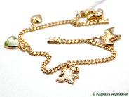 Pawnitems, Bracelet, 18K "curb" with 5 Charms, in auction: Pawn – Tuesday 17 June 2008