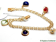Pawnitems, Bracelet, 18K with 5 stone charms, in auction: Pawn – Tuesday 17 June 2008