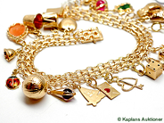 Pawnitems, Bracelet, 18K "x-link" 19,5cm with 20 Charms, in auction: Pawn – Tuesday 17 June 2008