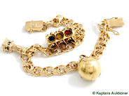Pawnitems, Bracelet, 18K Bismarck with 3 Charms, in auction: Pawn – Tuesday 17 June 2008