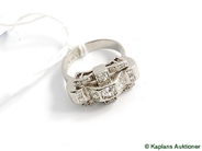Pawnitems, Ring, platinum SIZE 17¼ with diamonds 3 x approx 0,20ct, in auction: Pawn – Tuesday 24 June 2008