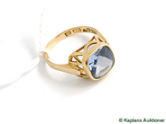 Pawnitems, Stenring, 18K Ø17¼ with light blue stone, in auction: Pawn – Tuesday 24 June 2008