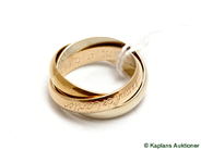 Pawnitems, Ring, Cartier Trinity trefärgad O 6654 E 18K Ø14 3/4 6,4g, in auction: Pawn – Tuesday 26 August 2008