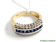 Pawnitems, Ring, with blue stones and diamonds approx 0,03ct/st Ø18, in auction: Pawn – Tuesday 16 September 2008