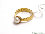 Pawnitems, ring m pearl (engraved). 23K. weight 5,4g, in auction: Pawn – Thursday 25 September 2008