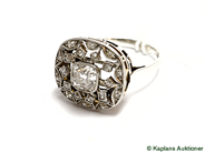 Pawnitems, ring with old-cut dia approx tot 1,10ct, ringsize 16,5. silver. weight 5,2g, in auction: Pawn – Thursday 23 October 2008