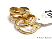 Pawnitems, 5 rings (engraved) 18K. 18,7g, ring (engraved). 20K 6,5g. weight 25,2g, in auction: Pawn – Thursday 23 October 2008