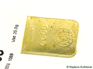 Pawnitems, 1 bar, 999,9/1000 gold. weight 20g, in auction: Pawn – Thursday 11 December 2008