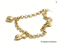 Pawnitems, Bracelet, "loop-in-loop-link" with charms, in auction: Pawn – Tuesday 23 December 2008