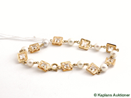 Pawnitems, Bracelet, with pearls and white stones 18K 19cm 8,5g, in auction: Pawn – Tuesday 10 February 2009