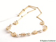 Pawnitems, Halssmycke, 18K with pearls and white stones 40cm 10,5g, in auction: Pawn – Tuesday 10 February 2009