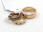 Pawnitems, 5 Rings, 18K graverat and imperfect 27,5g, in auction: Pawn – Tuesday 11 August 2009