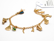 Pawnitems, Bracelet, 18K Bismarck 18cm with 9 Breloques (1 not gold) Bruttovikt:11g, in auction: Pawn – Tuesday 16 November 2010