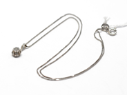 Pawnitems, Necklace, 18K white gold Box-chain 37cm with pendant white gold with stone 1,6g, in auction: Pawn – Tuesday 16 November 2010