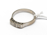 Pawnitems, Ring, 18K white gold with diamonds older cut 3x approx 0,05ct Ø19¾ 4g, in auction: Pawn – Tuesday 16 November 2010