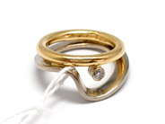 Pawnitems, Ring, double-dyed with diamond 1xca.0,04ct, in auction: Pawn – Tuesday 16 November 2010