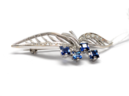 Pawnitems, Brooch, white gold with stones and diamonds, in auction: Pawn – Tuesday 16 November 2010