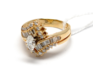 Pawnitems, Ring, With diamonds 1xca 0,48ct emerald-cut, in auction: Pawn – Tuesday 16 November 2010