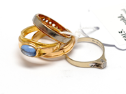 Pawnitems, Lot of gold, engraved/damaged with diamond 1 x approx 0,01ct 18K gross weight 13,6g, in auction: Pawn – Tuesday 16 November 2010