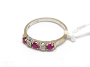 Pawnitems, Ring, with red stones and diamonds 2 x approx 0,01ct 18K Ø17. 2,1g, in auction: Pawn – Tuesday 16 November 2010