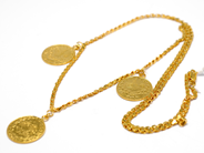 Pawnitems, Necklace, Baklava with integrerade Hängen/myntliknande items 21K 71cm 36,1g, in auction: Pawn – Tuesday 16 November 2010