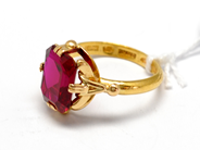 Pawnitems, Ring, damaged with red stone 23K 6,5g, in auction: Pawn – Tuesday 16 November 2010
