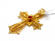Pawnitems, Pendant, cross with red stone 14K 3,8g, in auction: Pawn – Tuesday 16 November 2010