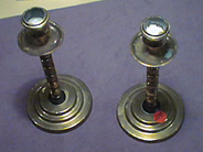 Pawnitems, 1 PAIR MÄSSINGSSTAKAR., in auction: Pawn – Saturday 24 January 1998