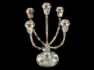 Silverware - CANDLESTICK,  sterlingsilver weight 299g with Jemenitiskt hantverk 5-armad - View 1