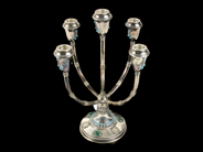 Silverware, CANDLESTICK, sterlingsilver v. 298 g with jemenitiskt hantverk 5-armad azuritstenar height 28 cm, in auction: Classic – Saturday 24 September 2011
