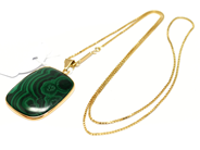 Pawnitems, Necklace, Box-chain 61cm Pendant with green stone 14K 22,3g, in auction: Pawn – Tuesday 22 November 2011