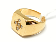 Pawnitems, Signet ring, 18K with diamonds 5xca0,02ct Ø143/4 9,7g, in auction: Pawn – Tuesday 22 November 2011