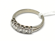 Pawnitems, Ring, 18K white gold with diamonds 5xca0,10ct Si-P Ø161/4 2,7g, in auction: Pawn – Tuesday 22 November 2011