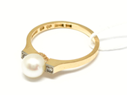Pawnitems, Ring, with pearl and diamonds 2xca0,01ct 18K Ø17 2,9g, in auction: Pawn – Tuesday 22 November 2011